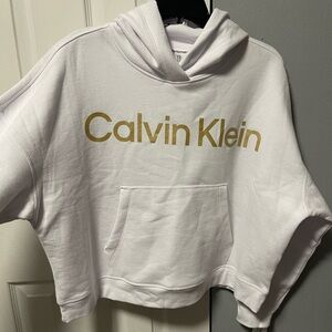 Calvin Klein White Sweatshirt with Gold Lettering